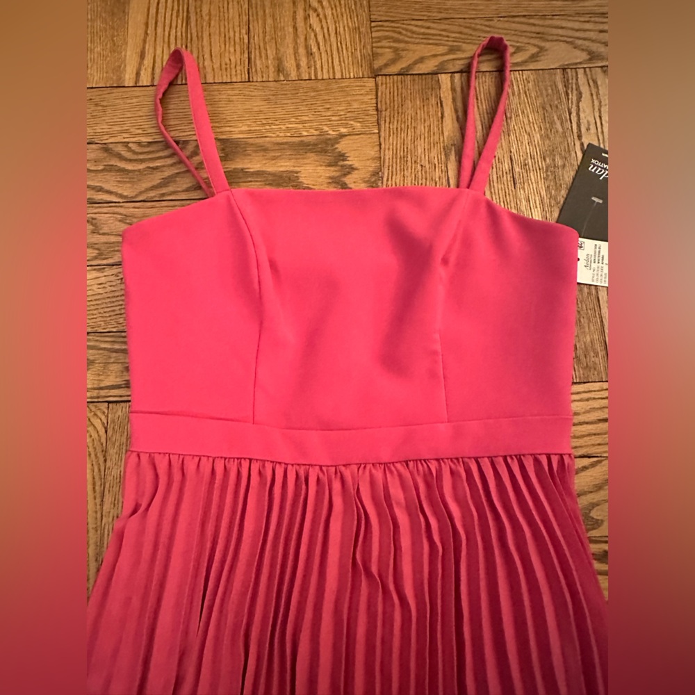 Aidan Mattox Asymmetrical Pleated Midi-Length Dress in Watermelon Bliss Size 2 - Picture 5 of 11